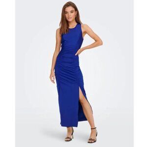 ONLY Pleated Bodycon Midi Dress Blue Size M